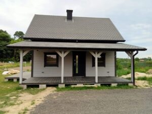 Dom szkieletowy z drewna - na zgłoszenie - piętrowy - dom bez pozwolenia budowę - dom z tarasem